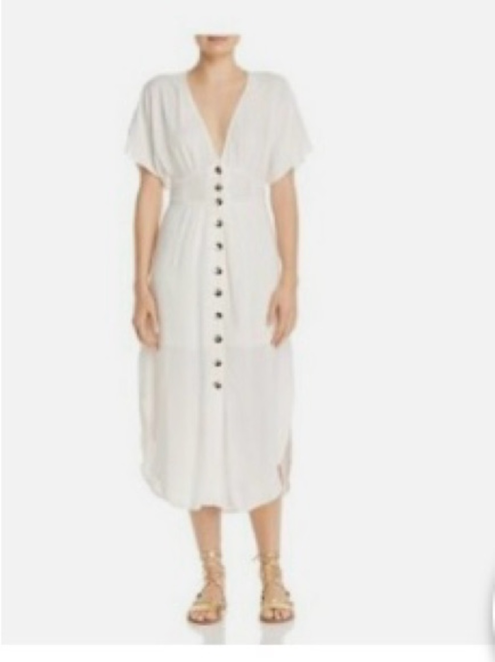 Suboo White Button-Front Midi Dress